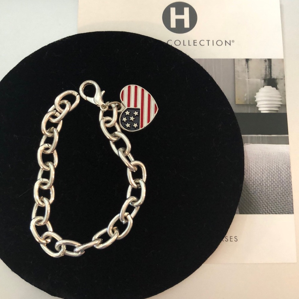 8 inch adjustable silver tone 4th of July bracelet